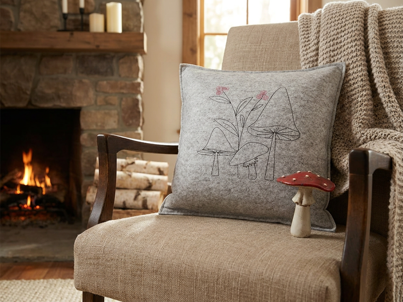 Preview: Pilze Herbst - redwork Stickdatei